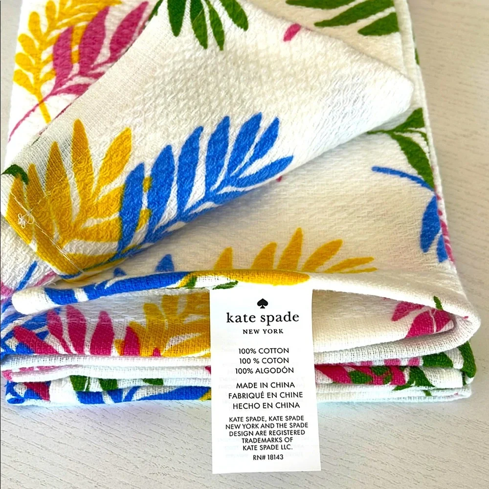 Kate Spade Multicolor Leaf Pattern Towel Set of 2